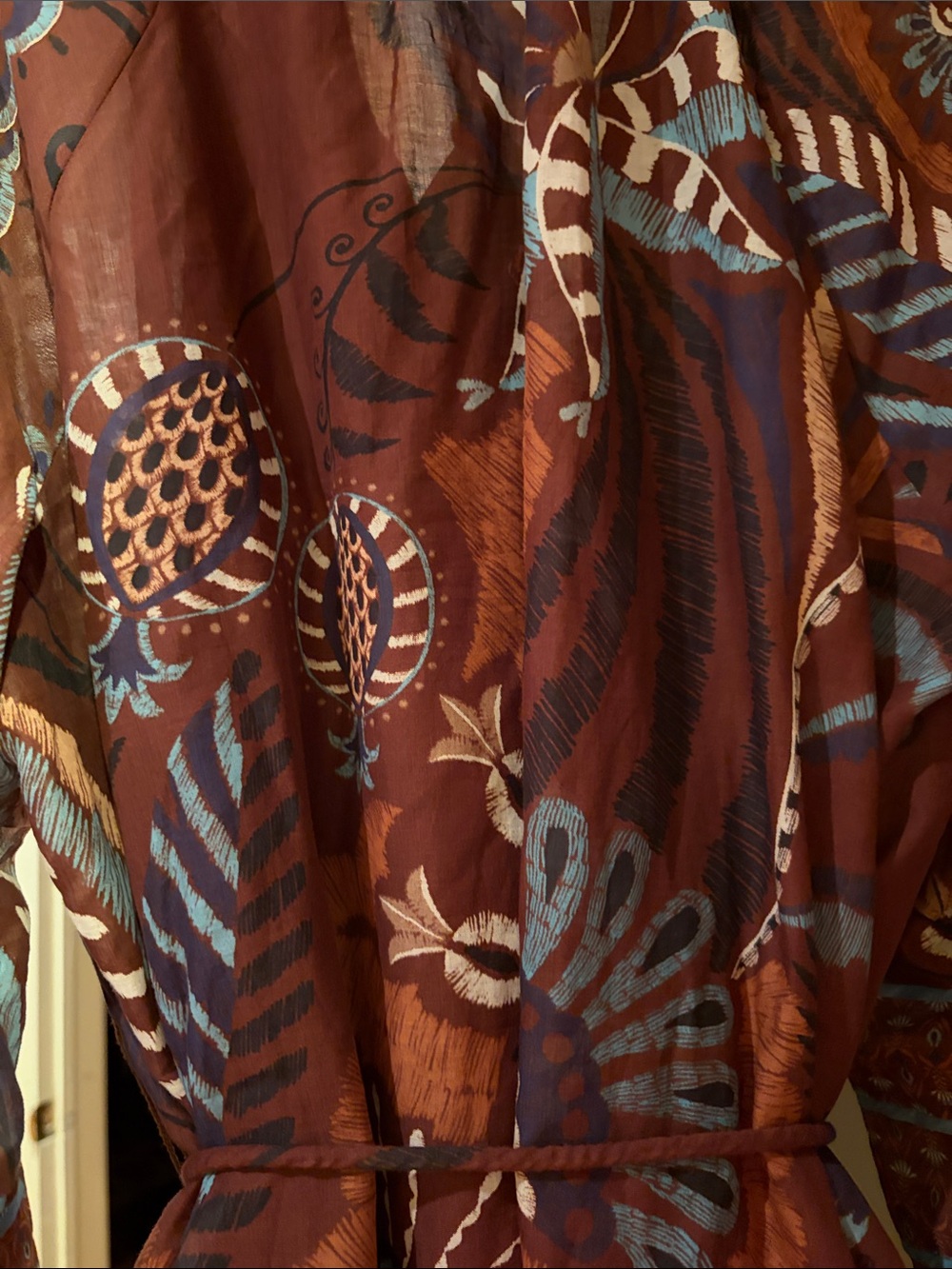 FARM Rio Brown and Blue Printed Midi Dress - Picture 5 of 7